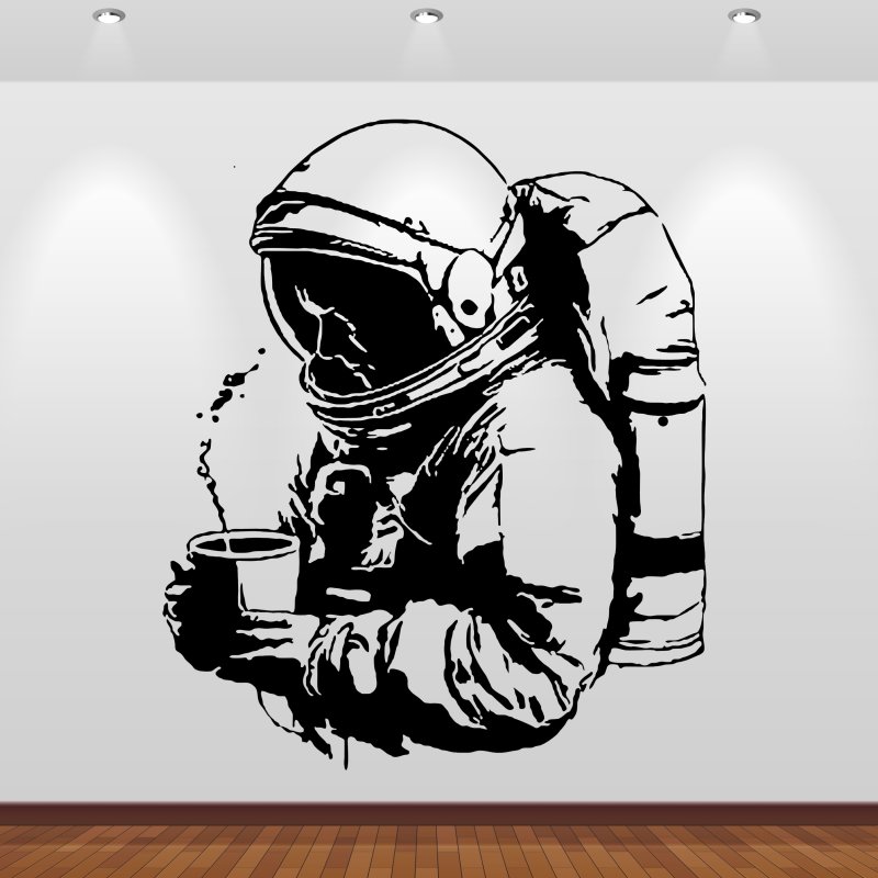 Wandaufkleber 46153 Astronaut mit Kaffee